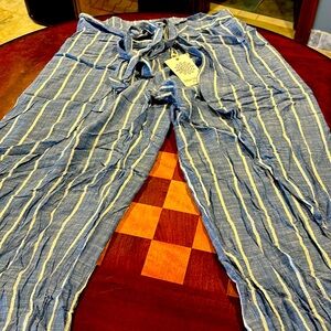 Cover up pants new with tags size medium blue with white stripe